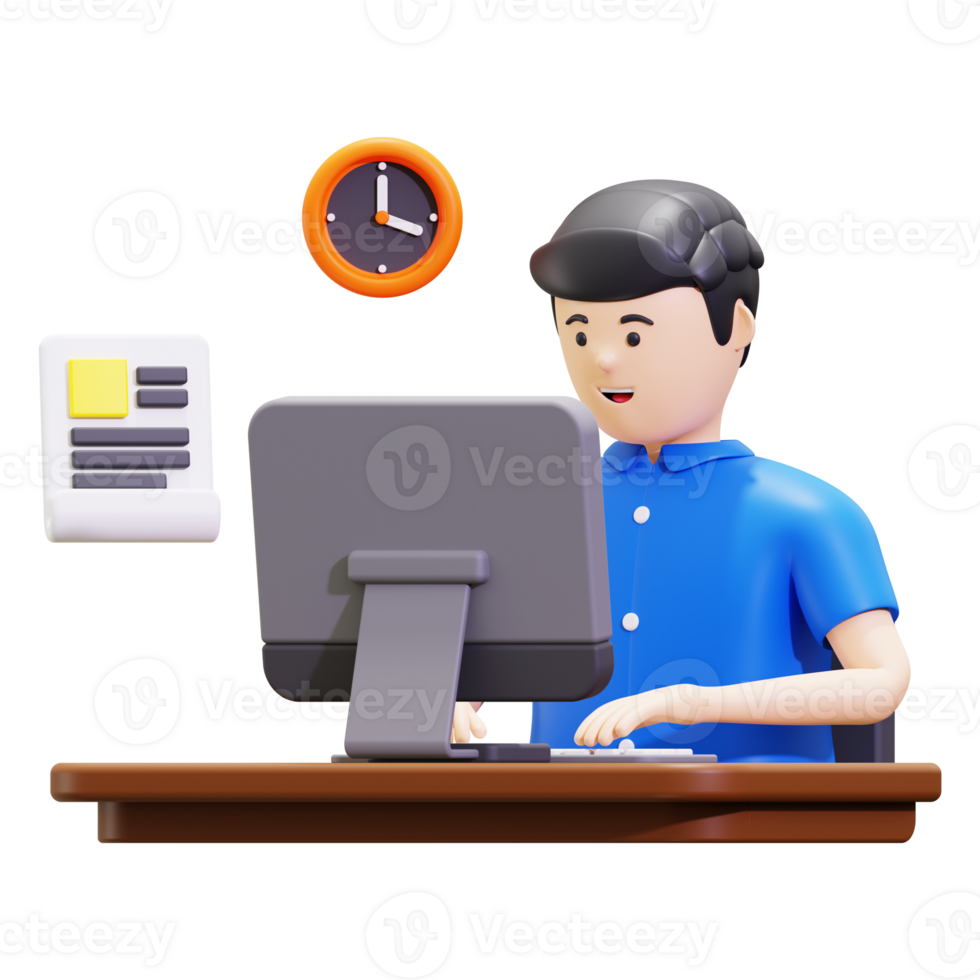 3d working time Illustration png