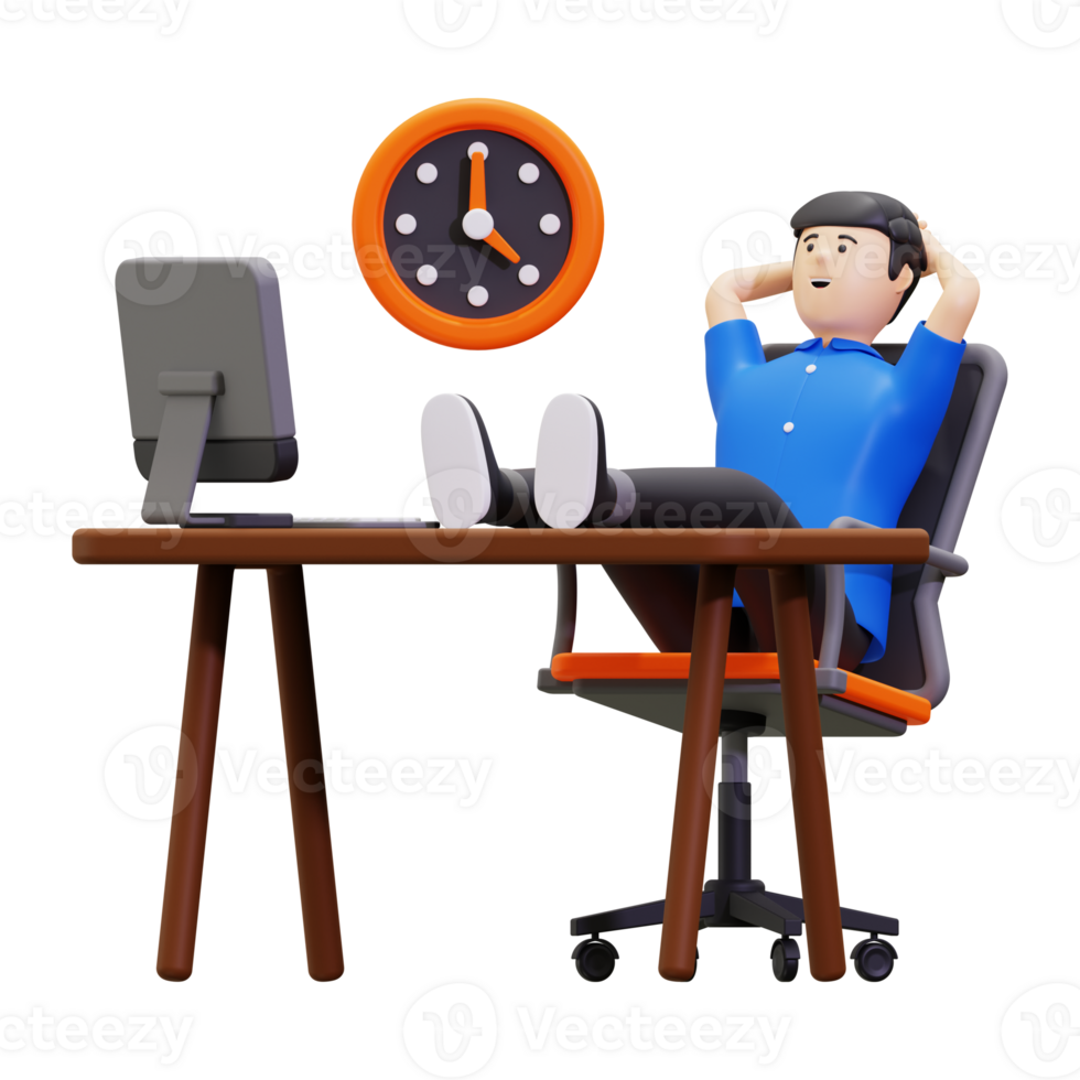 3d time to work in the office Illustration png