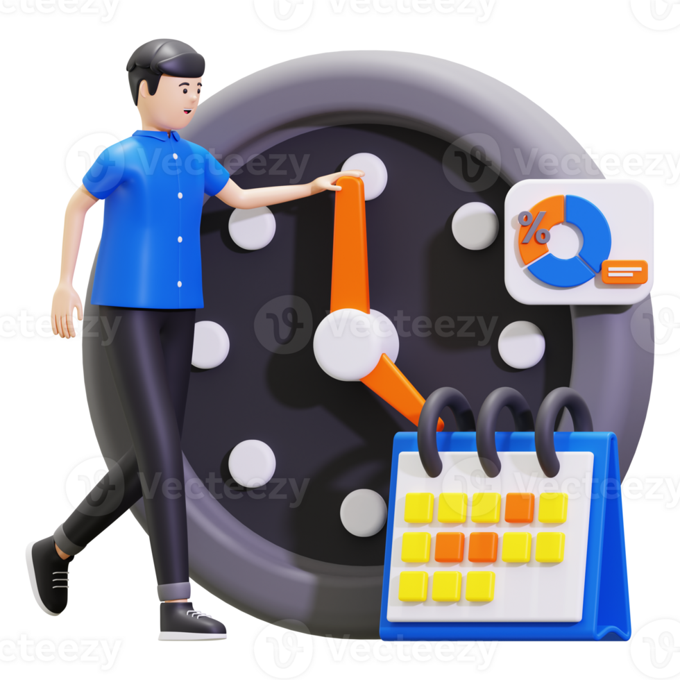 3d Men work on schedule Illustration png