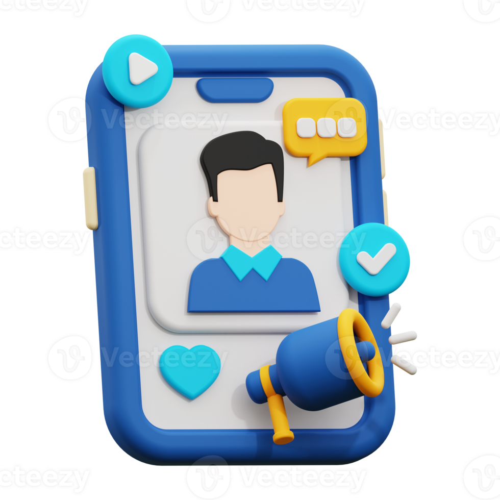 3d influencer icon. Suitable for technology blogs, social media promotion, online communication articles png