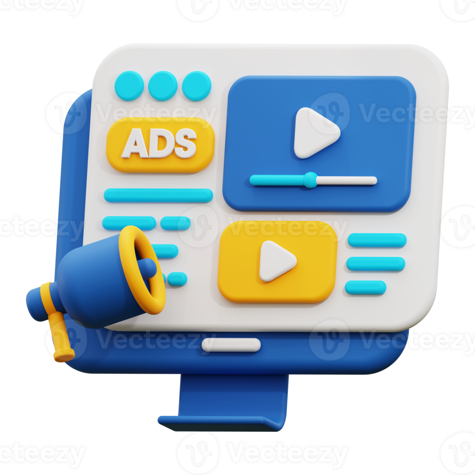 3d web ads icon. Perfect for marketing and advertising projects png