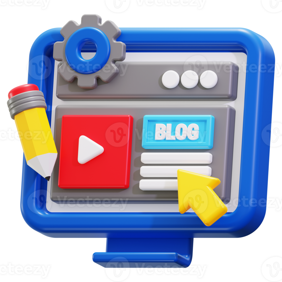 3d Blogging icon. Conceptual image of technology and creativity png