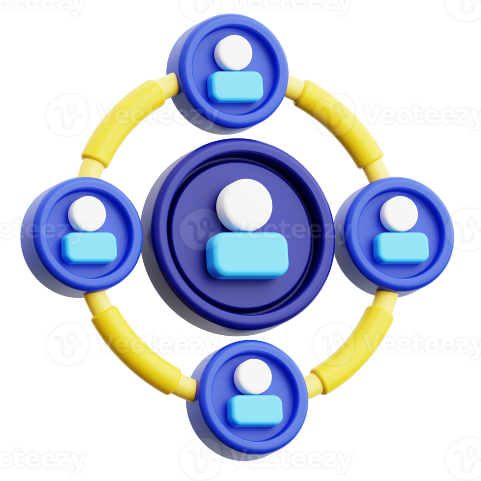 3d networking icon. ideal for illustrating business connections and collaborations png