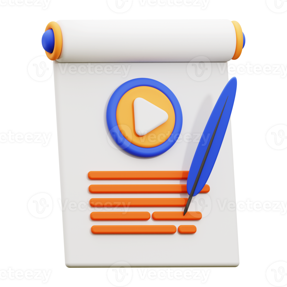 3d movie script icon. versatile design element for websites, social media, presentations png