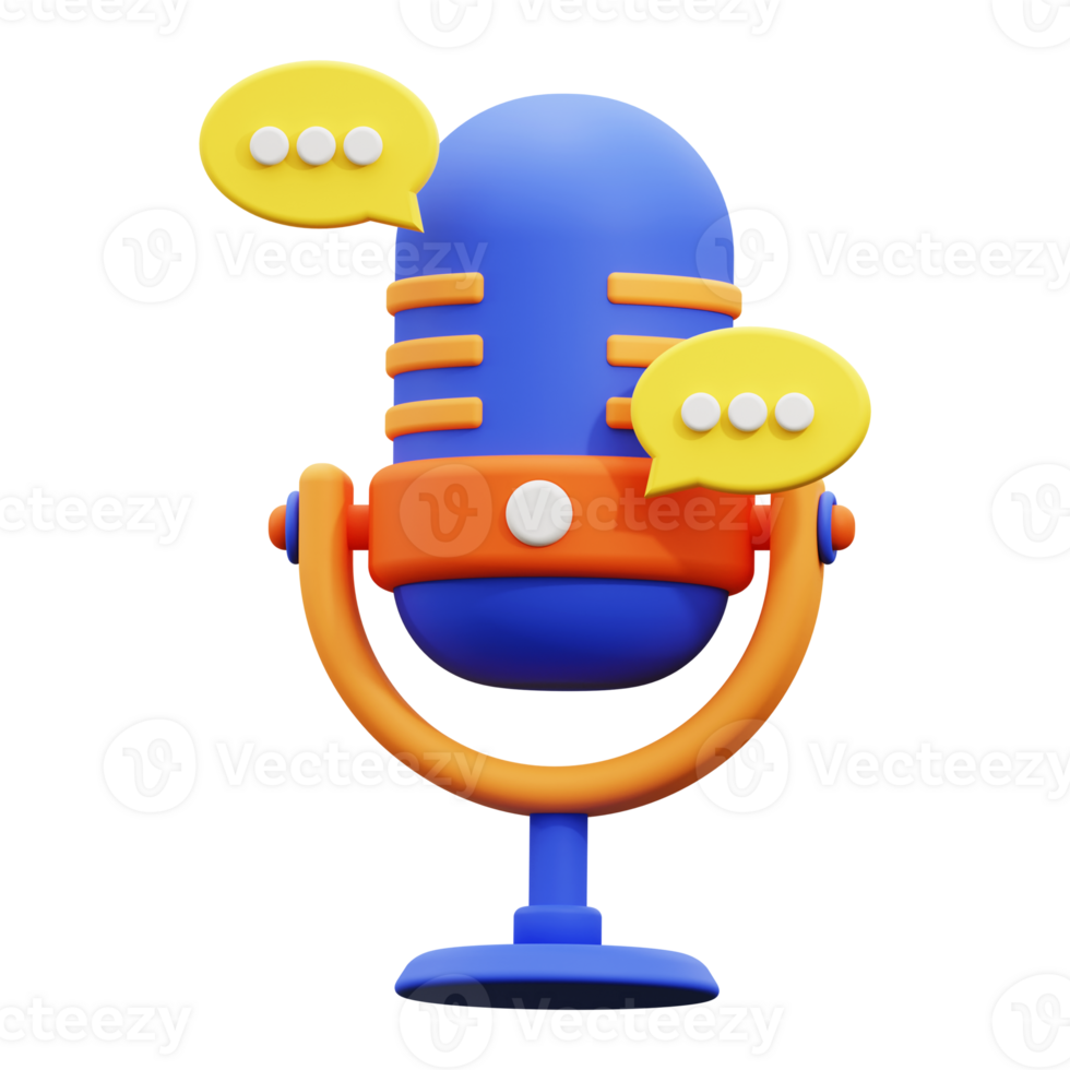 3d podcast talk icon. Suitable for podcasting, public speaking, communication, interviews, and audio recording concept designs png
