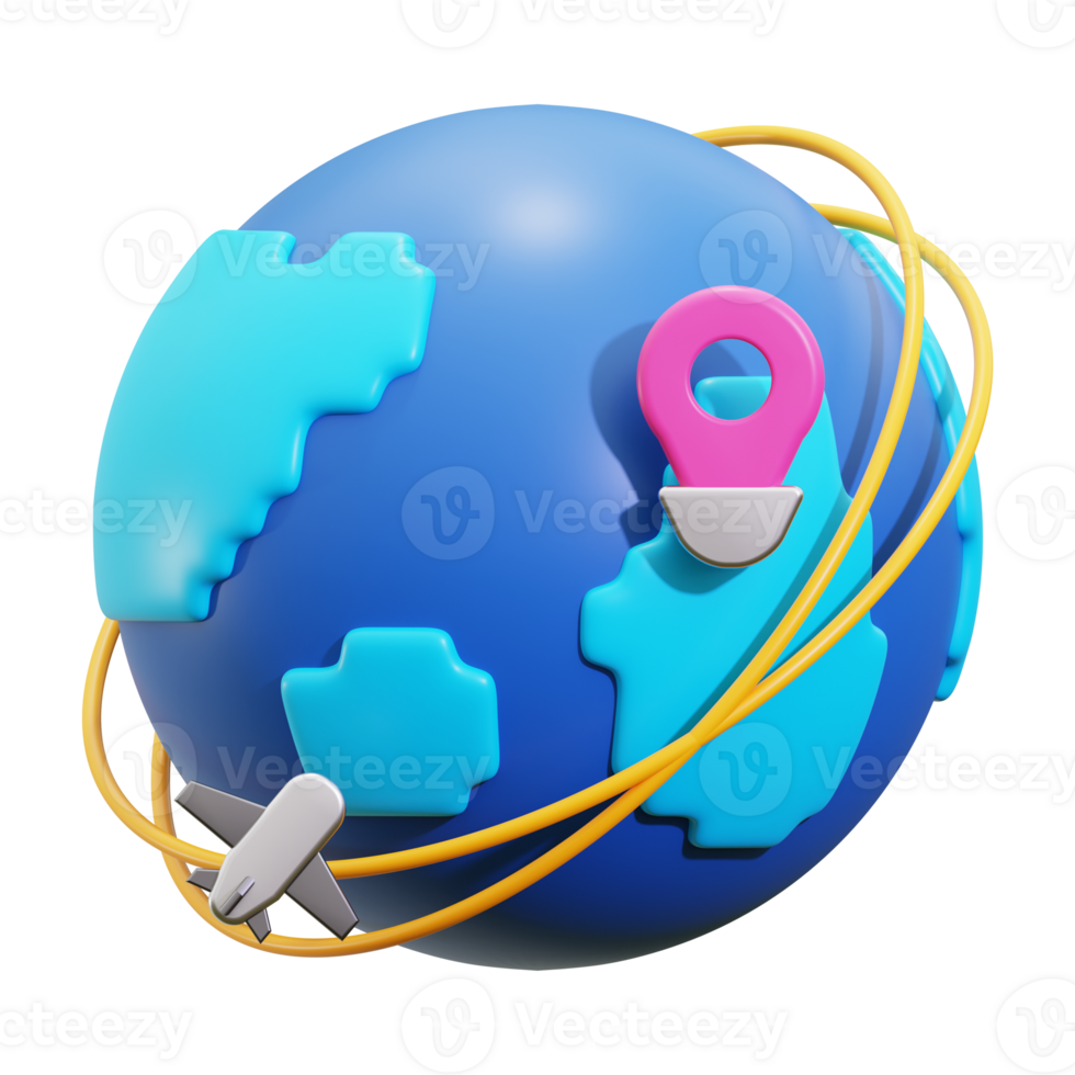 3d travel around the world icon. perfect for travel and adventure themed designs and concepts png