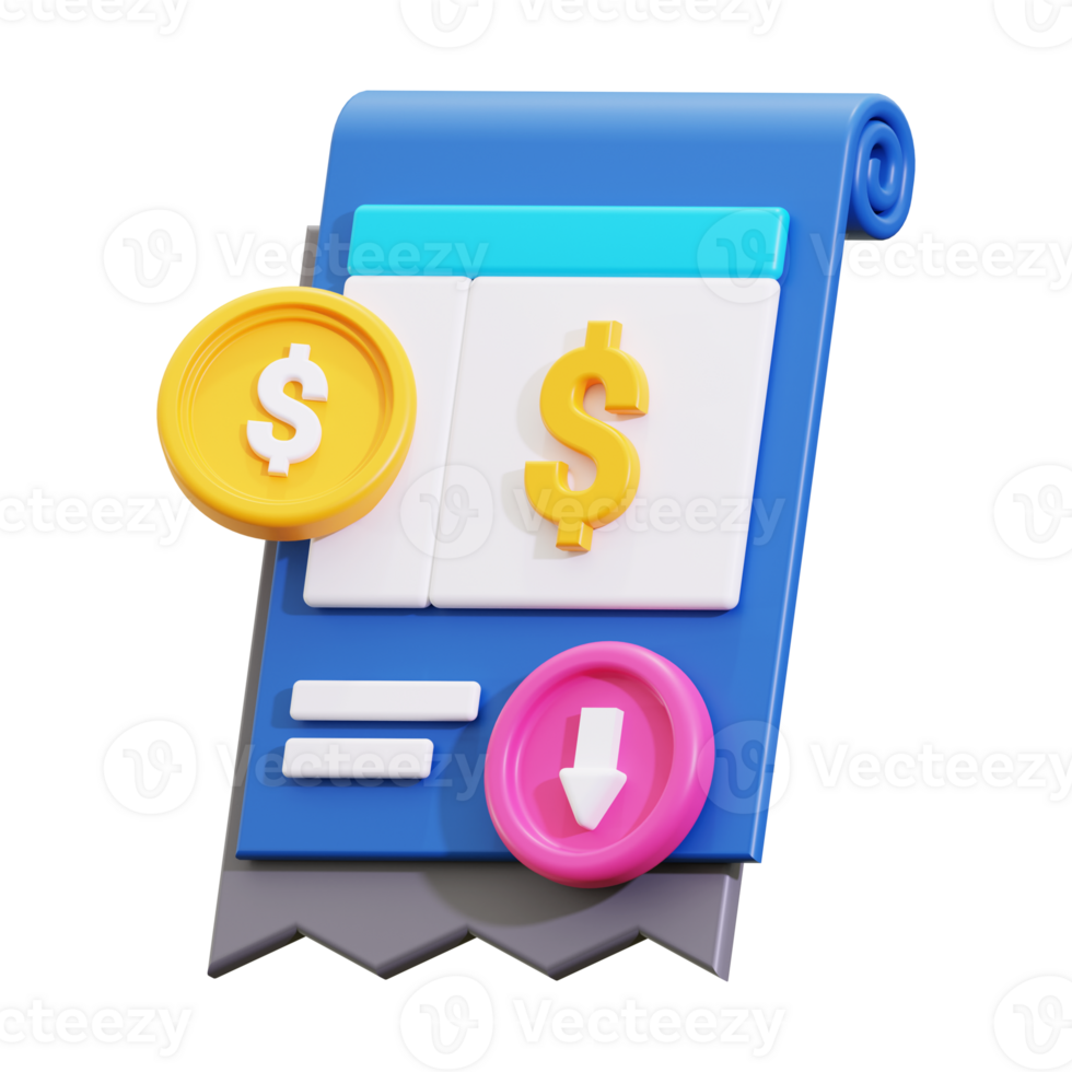 3d invoice icon. ideal for finance, money management, investments, budgeting concepts, or financial presentations png