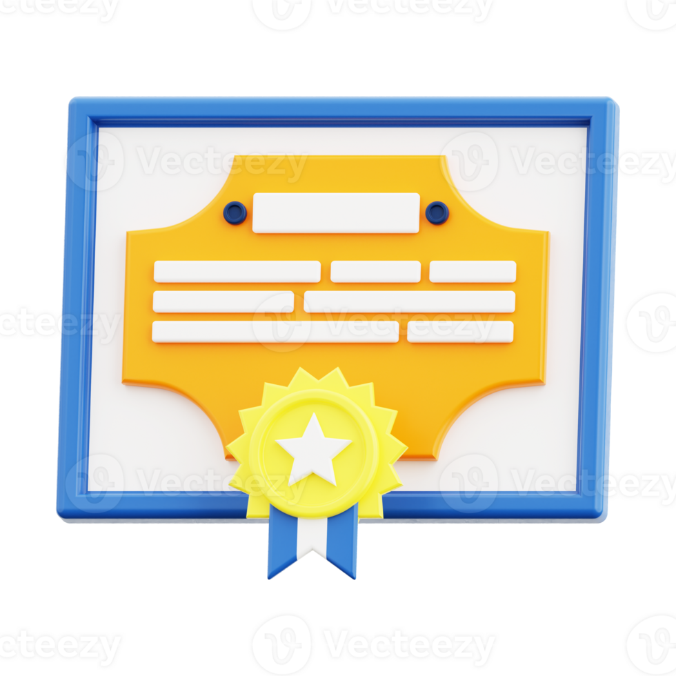 3d Certificate icon. Perfect for awards, certifications, achievements, recognition, diplomas, and accolades png
