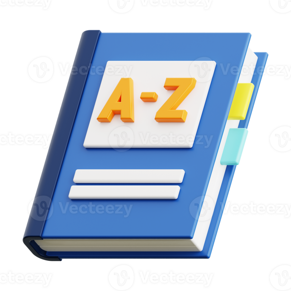 3d Dictionary icon. Ideal for educational, office, or reading related designs and projects png