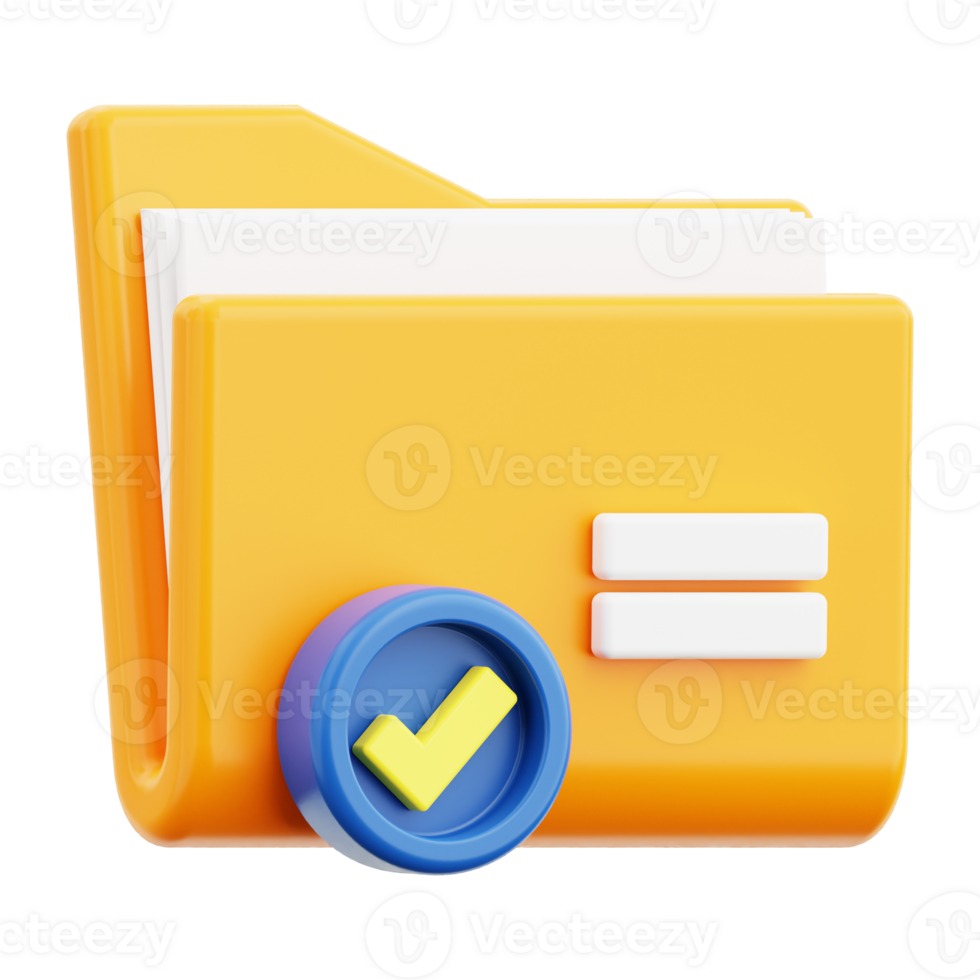 3d File Folder icon. Perfect for illustrating completed tasks, organization, project management, productivity, or goal achievement concepts png