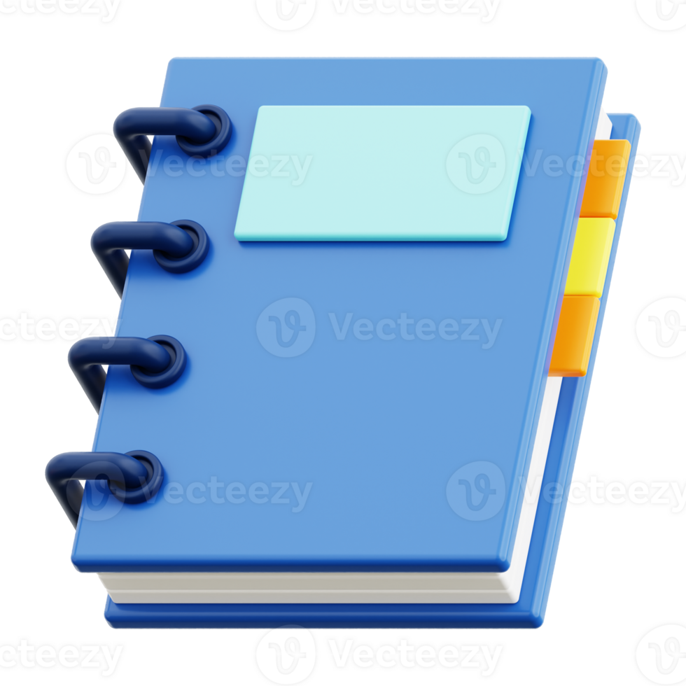 3d Notebook icon. Perfect for office supplies, education, organization, stationery, productivity, and school related design projects png