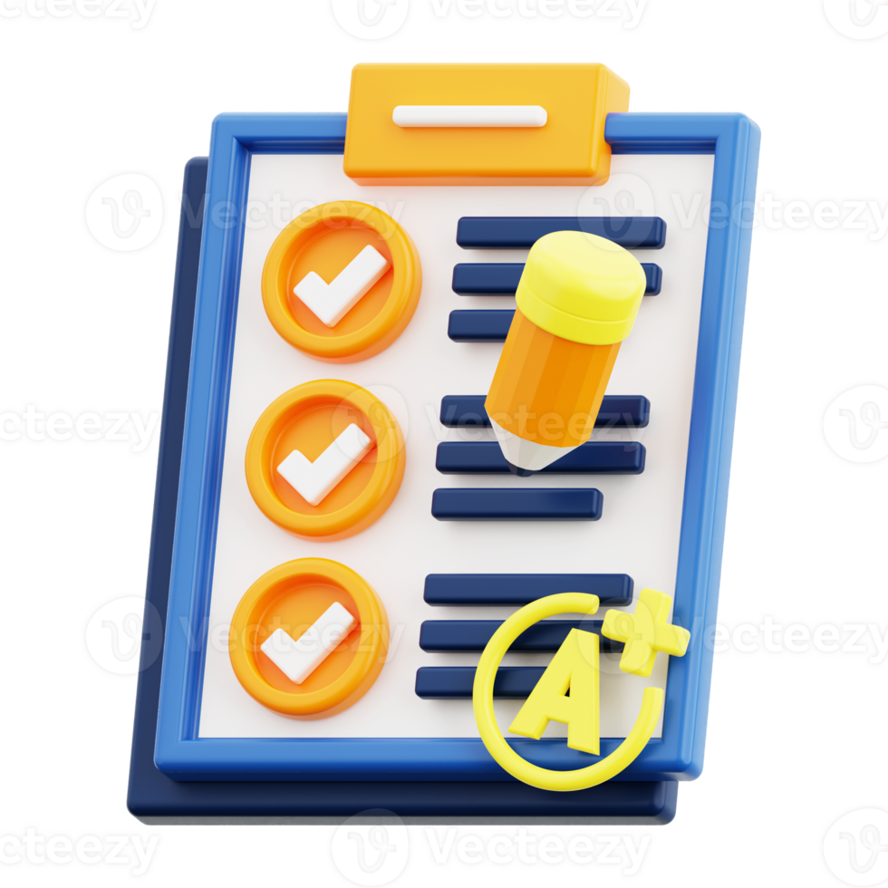3d Test Results icon. Suitable for educational, organizational, or productivity concepts. School assignments or work planning visuals png