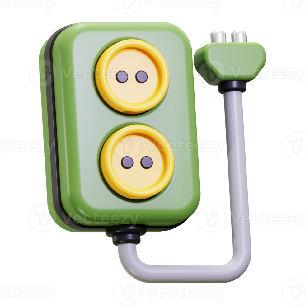3d Power Strip icon. Suitable for eco friendly office setups or sustainability themed designs png