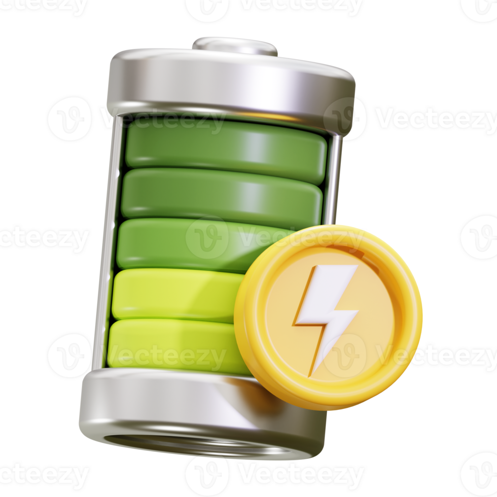 3d Battery icon. Suitable for energy, power, technology, and innovation concepts png