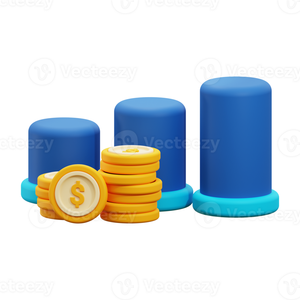 3d financial growth icon. representing financial growth and investment concepts. Ideal for finance related design projects png