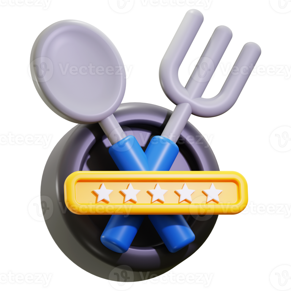 3d Food Review icon. Ideal for food blogs, menus, and restaurant promotions png