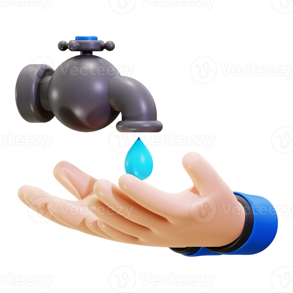 3d Washing Hand icon. Suitable for environmental conservation, water saving campaigns, plumbing services, and sustainability concepts png