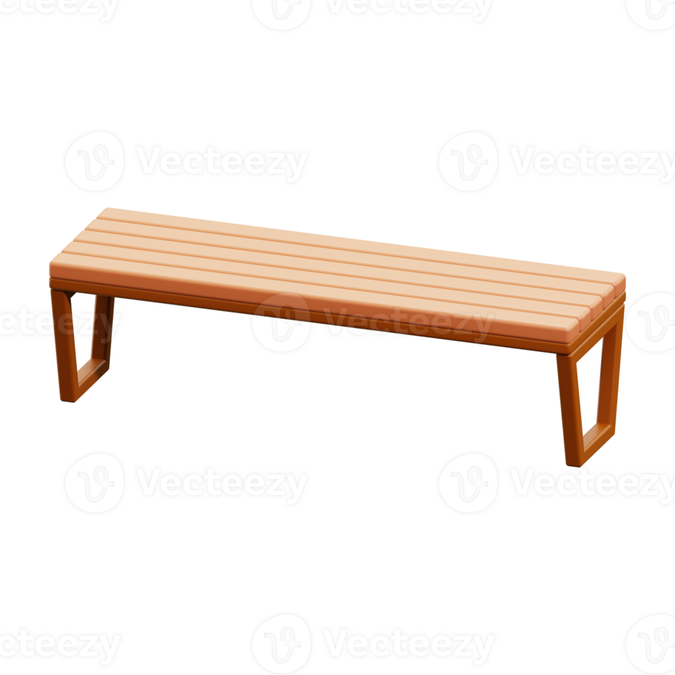 3d bench icon. Suitable for outdoor spaces, gardens, parks, and rustic themed settings. Classic design png