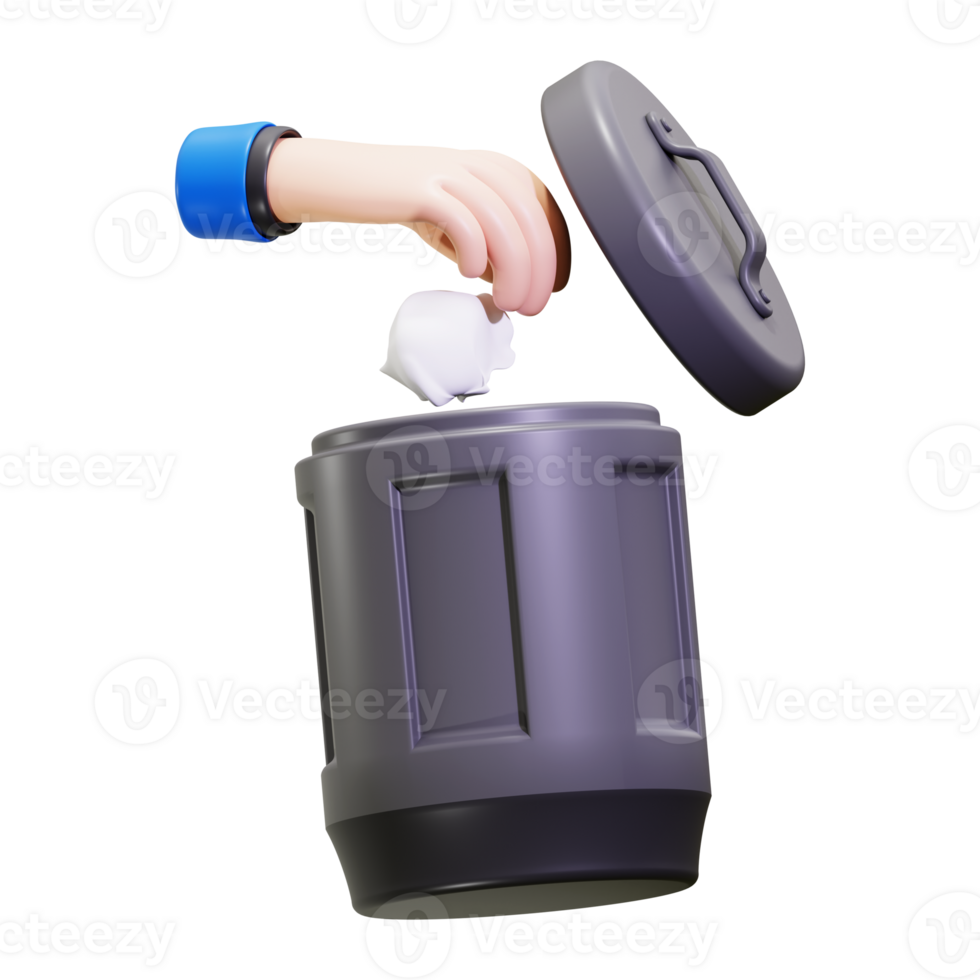 3d Garbage icon. Perfect for ecofriendly concepts, waste management, office cleanliness, and sustainable practices in the workplace png