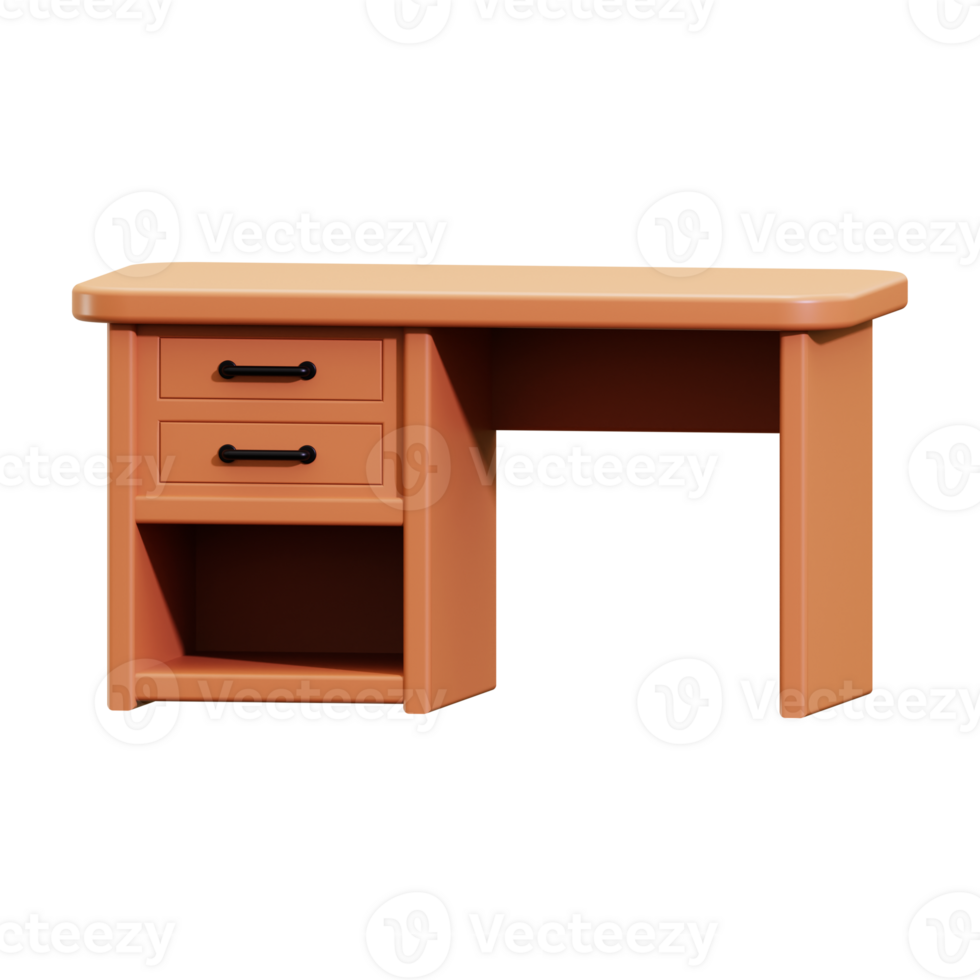 3d wooden desk icon. perfect for office or home workspace organization and storage solutions png