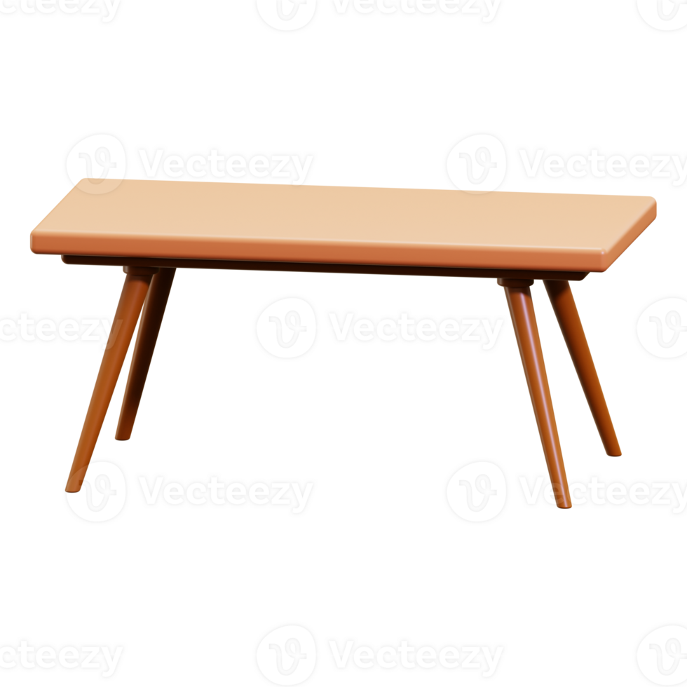 3d wooden table icon. suitable for interior design, furniture store display, home staging, and product photography png