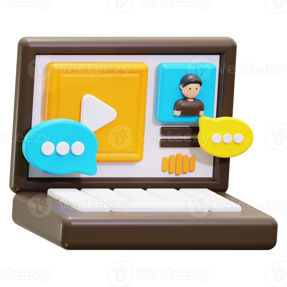 3d Online Interview icon. Suitable for technology blogs, social media content about online communication png