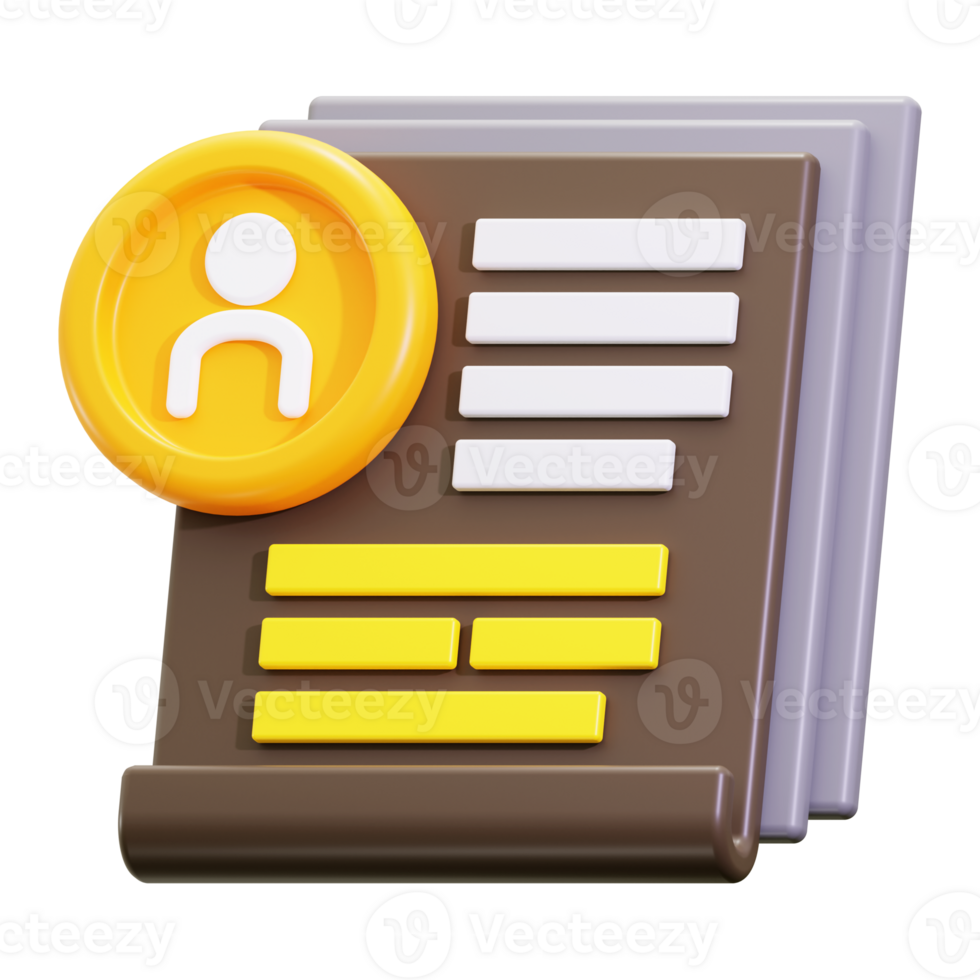 3d Resume icon. suitable for business presentations, office materials, task completion illustrations, productivity concepts png