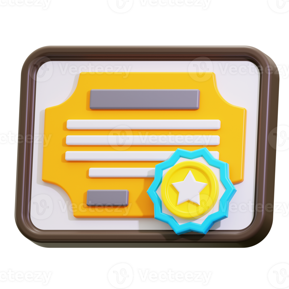 3d Certificate icon. suitable for recognizing achievements, certifications, diplomas, or employee of the month honors png