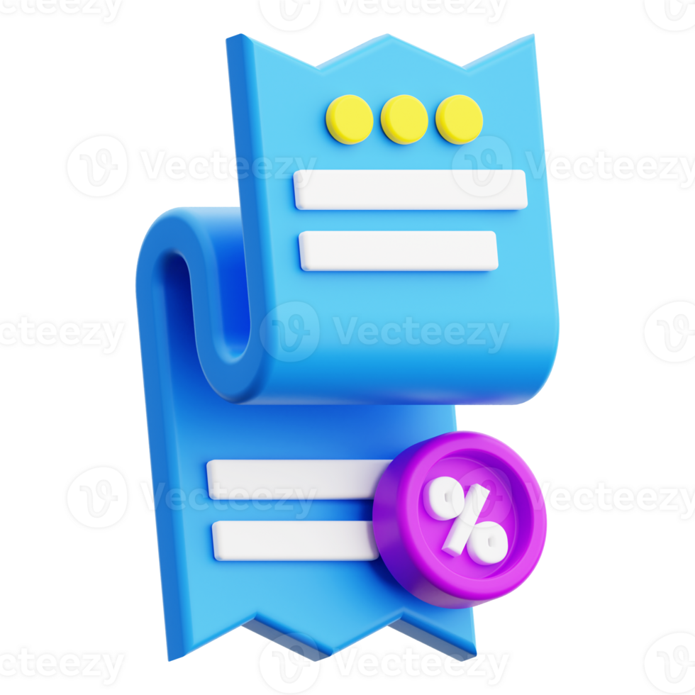 3d Bill Receipt icon. Suitable for financial presentations, ecommerce websites, or business reports, adding a professional touch png