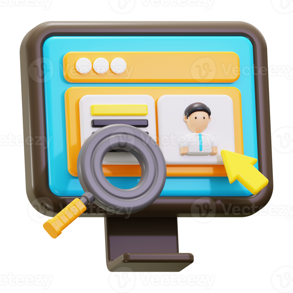 3d Online Recruitment icon. Suitable for technology related designs, online searching concepts, digital illustrations png