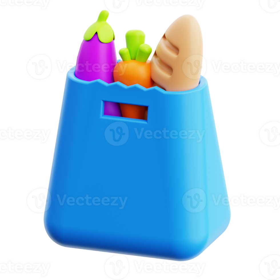 3d Einkaufen Tasche Symbol. geeignet zum Lebensmittelgeschäft speichern, Bauern Markt, gesund Essen Konzepte, Essen Lieferung Dienstleistungen png