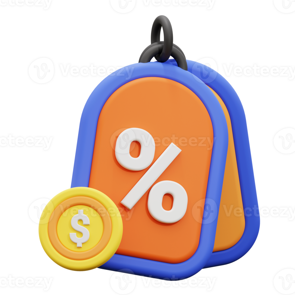 3d discount tag icon. Ideal for financial concepts, promotions, savings, marketing, and business presentations png