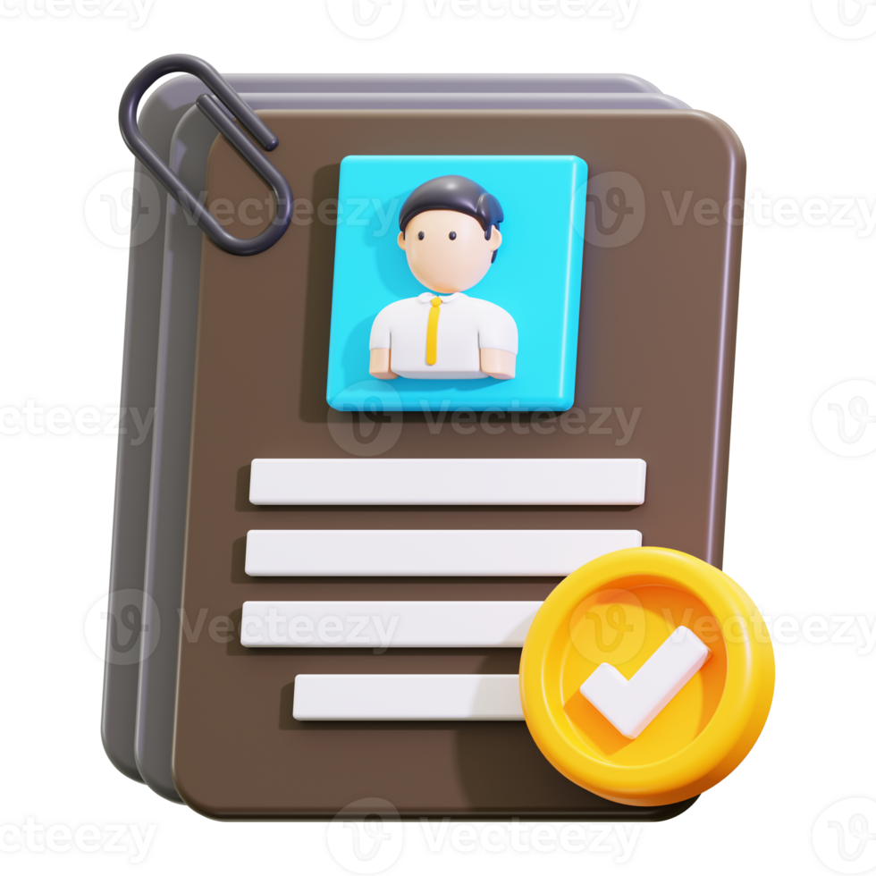 3d Resume icon. suitable for business presentations, office materials, task completion illustrations, productivity concepts png
