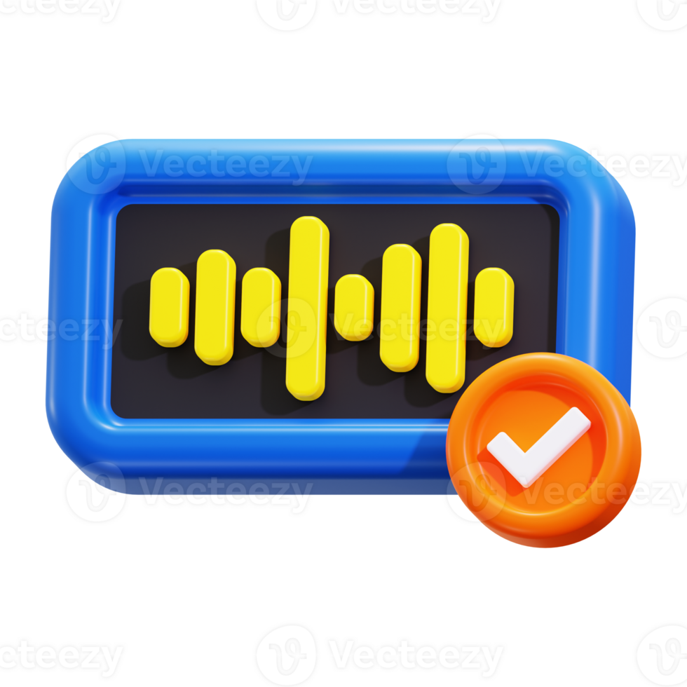 3d sound quality icon. suitable for graphic design projects related to music, success, or positivity png