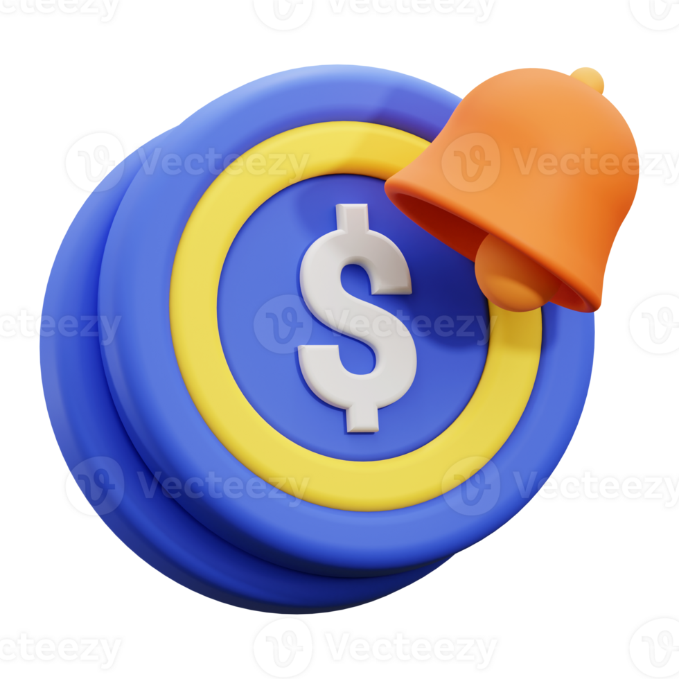 3d payment notification icon. Suitable for finance, savings, notifications, and alerts concept designs png