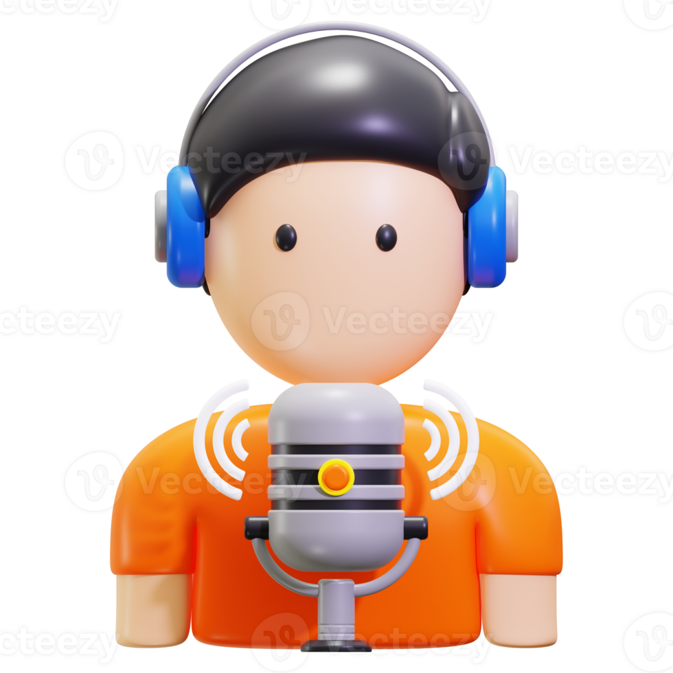 3d voice over icon. Perfect for music, radio, broadcasting, podcasting, sound engineering, and recording studio concepts png