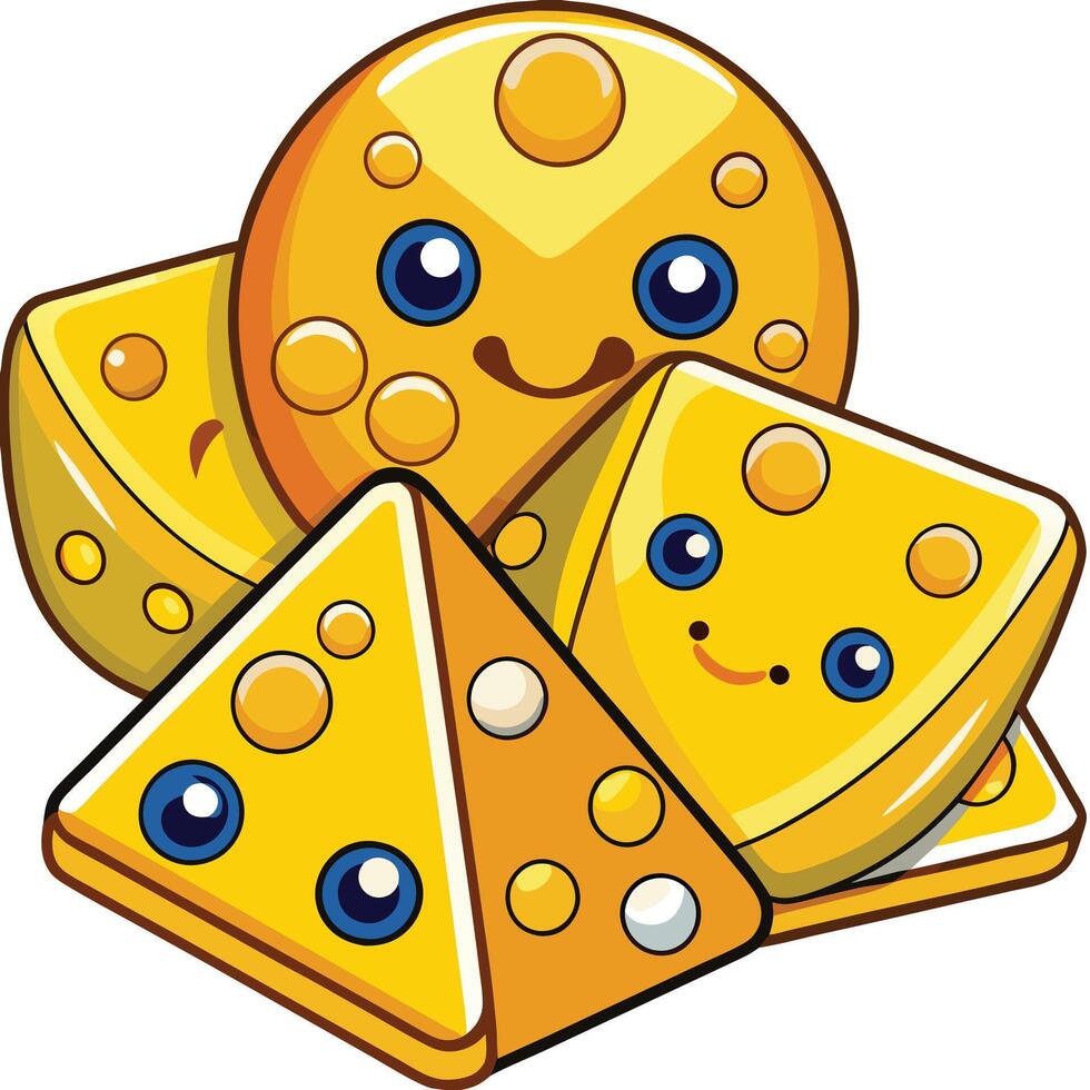 Cheese with faces illustration vector