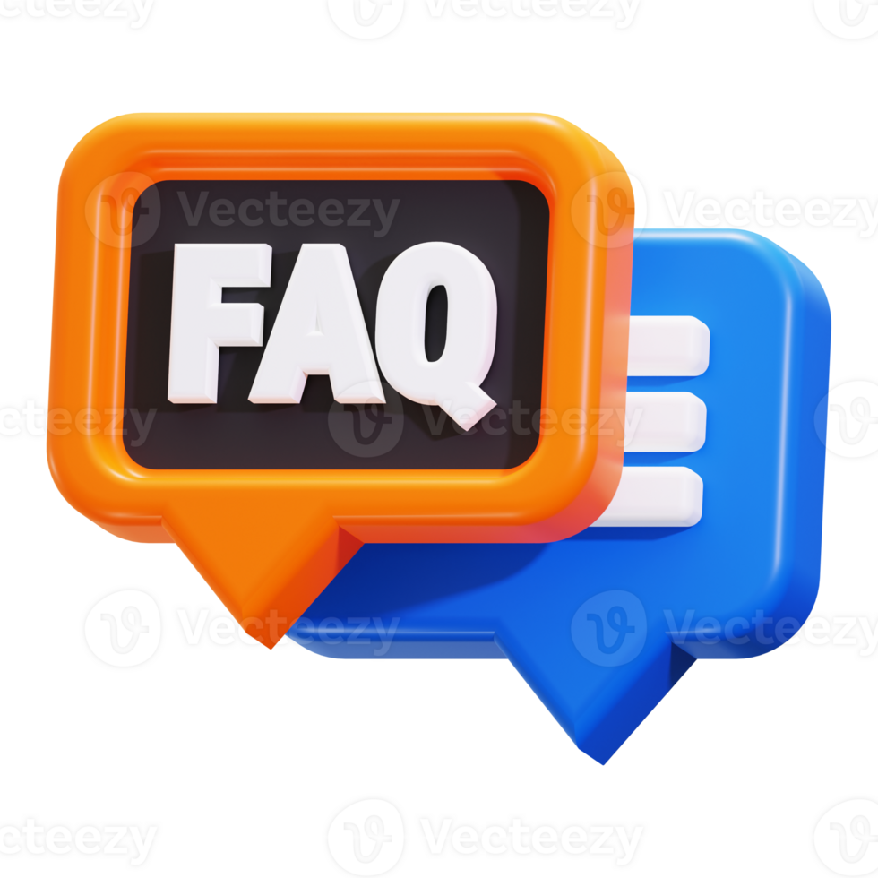 3d Frequently Asked Questions icon. suitable for customer service, website support, and communication concepts. Blue and orange bubbles png