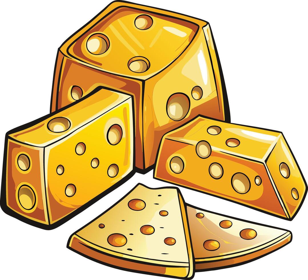 Cheese cube illustration vector