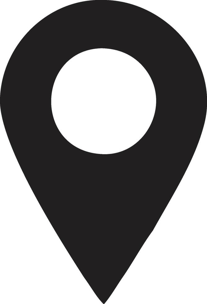A black pin with a white circle on it vector