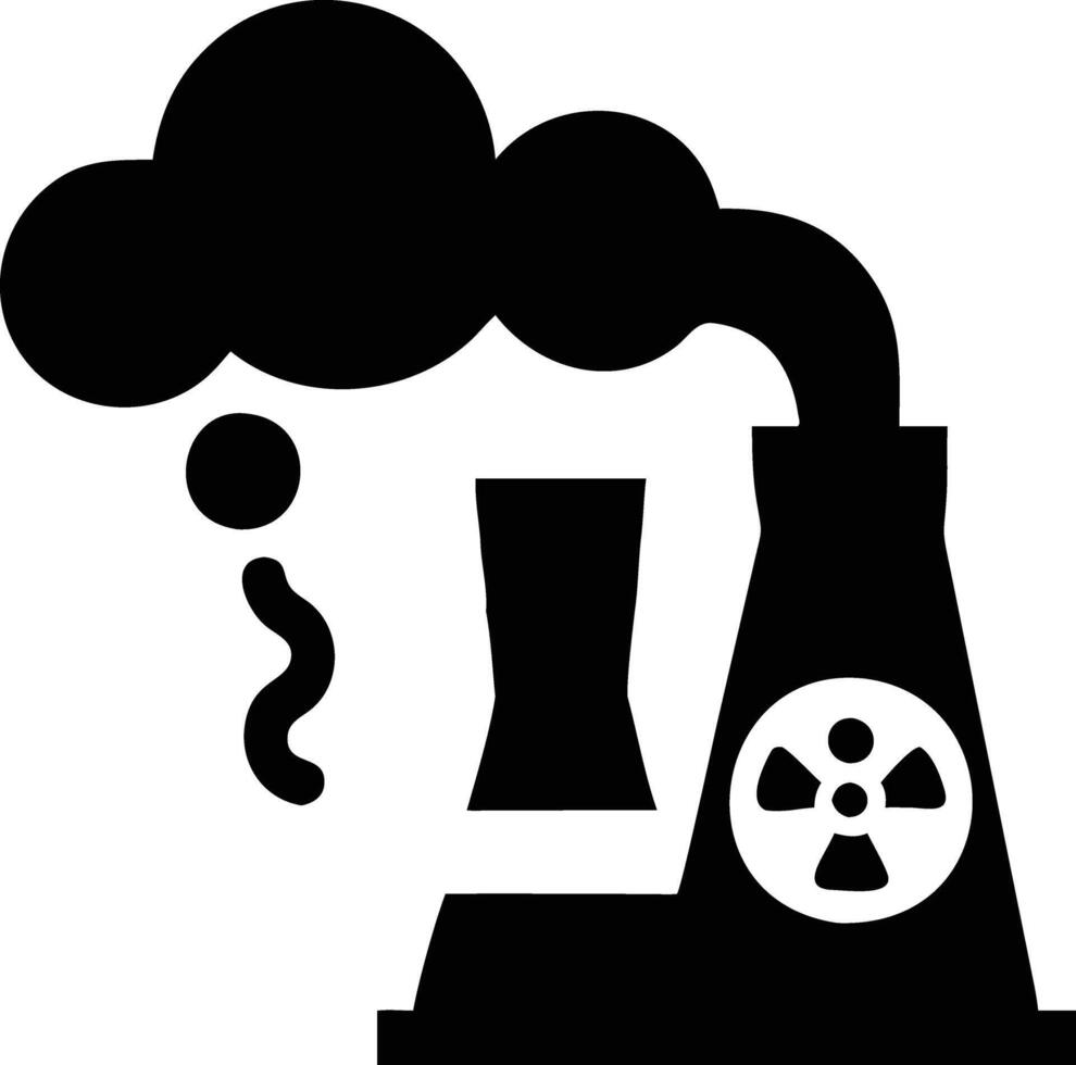 A black and white image of a nuclear power plant vector
