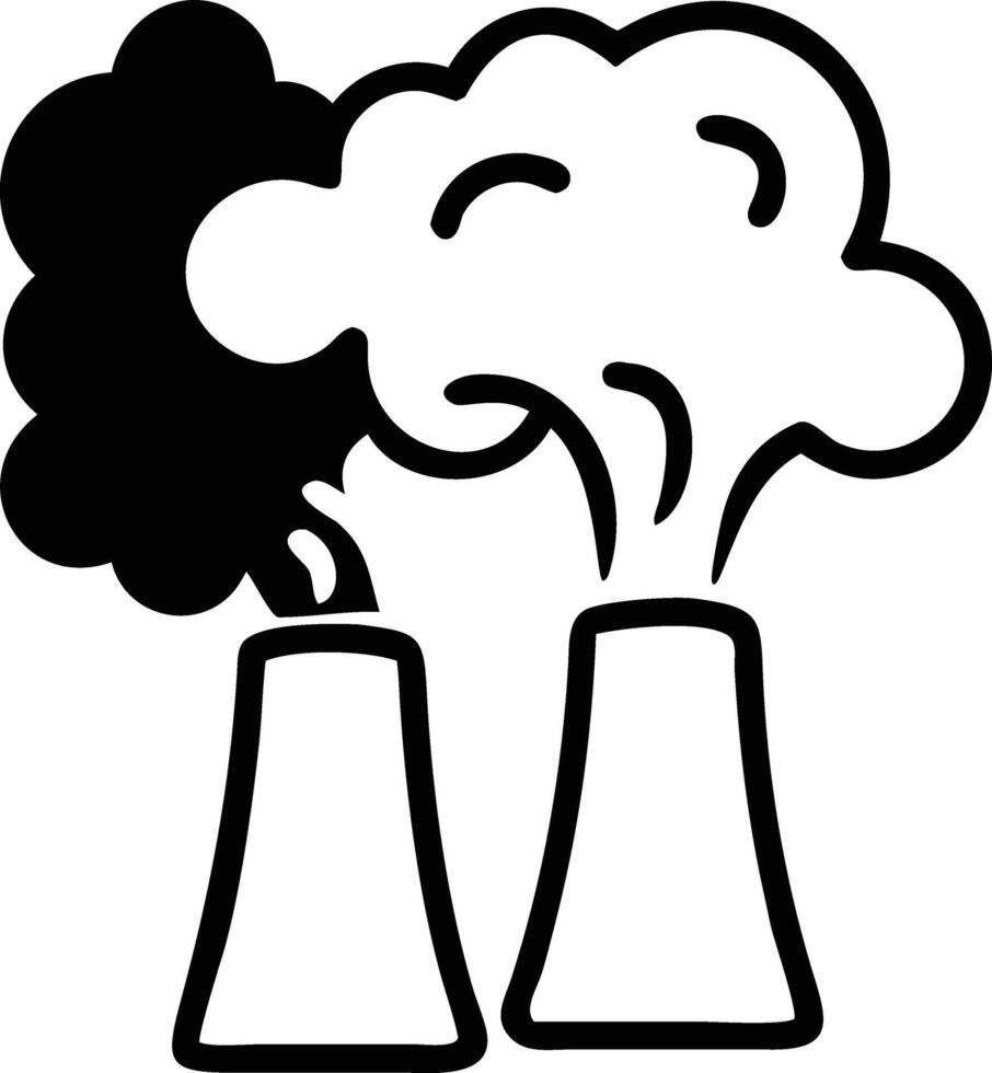 Black and white smoke coming out of two chimneys vector