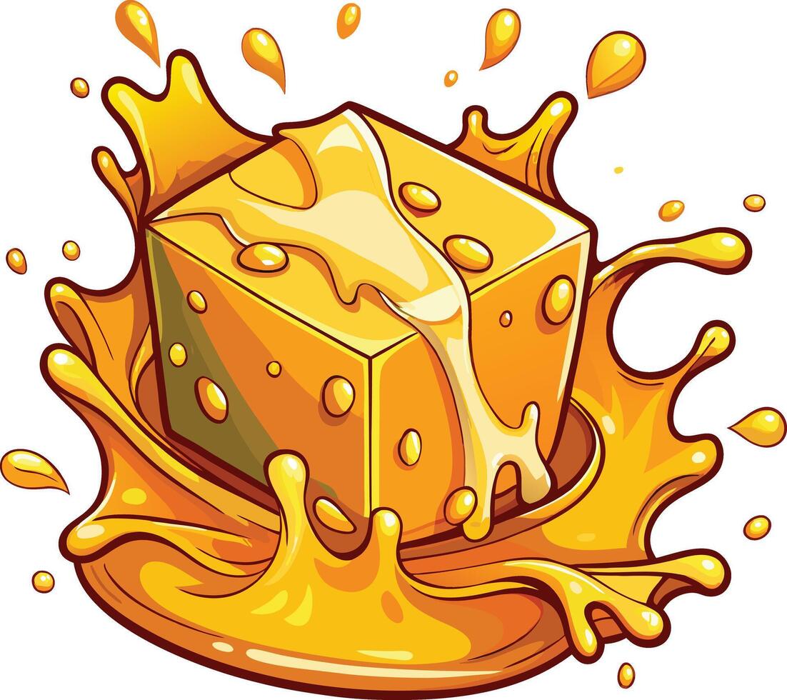 A cube of honey with a splash of water vector