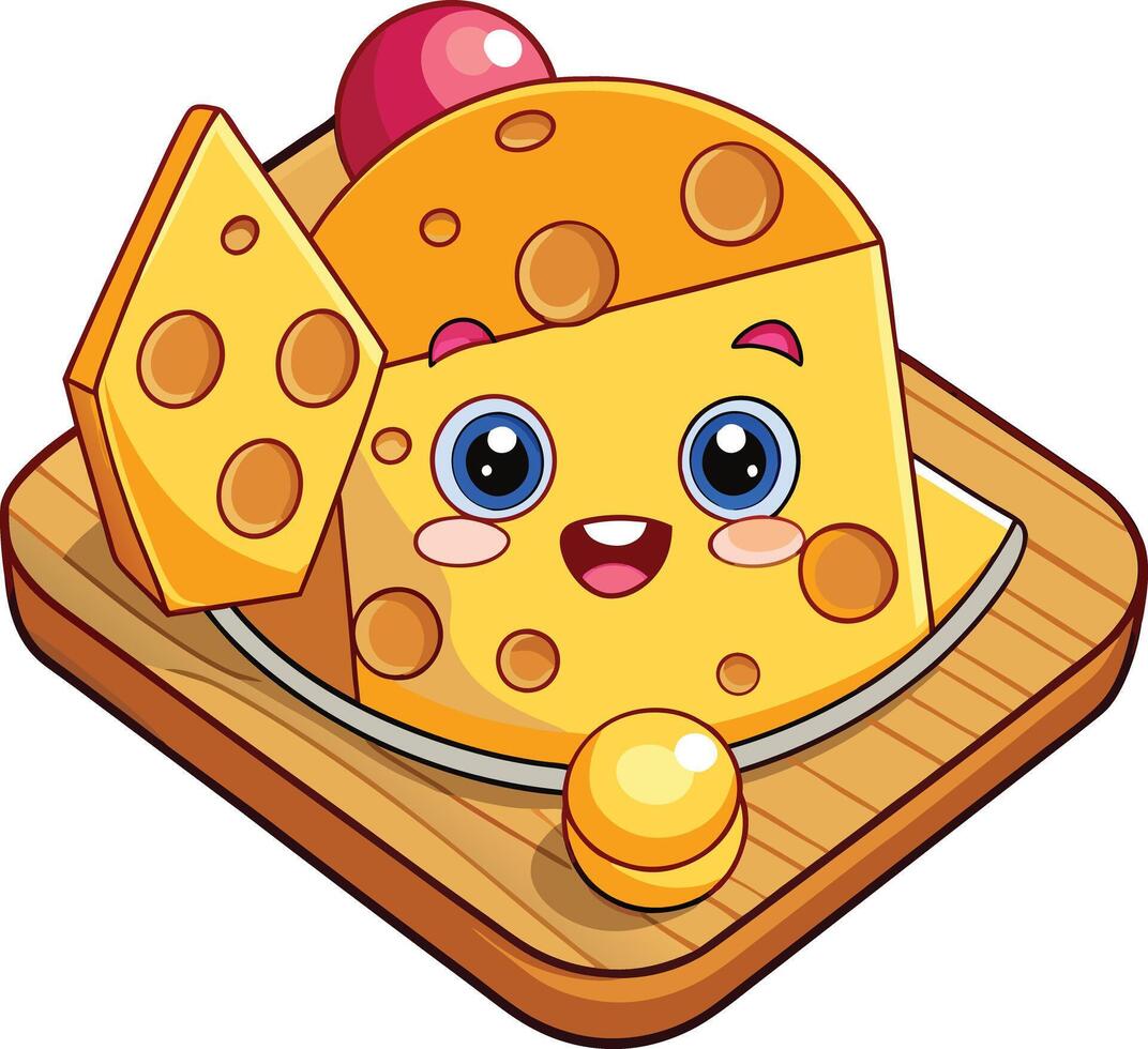 Cheese game - cartoon cheese with eyes and smile vector