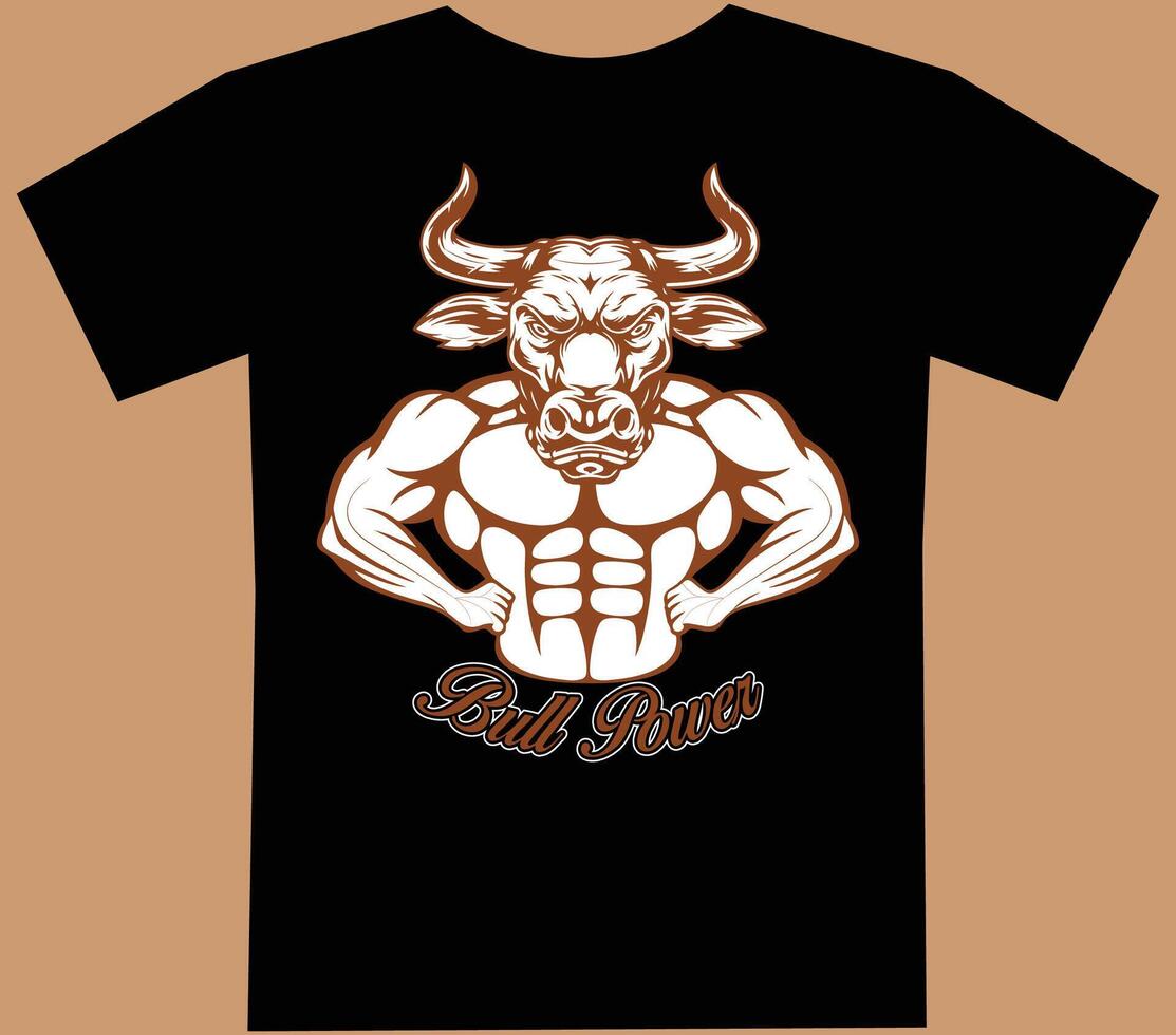 Angry bulls power with t shirt design. vector