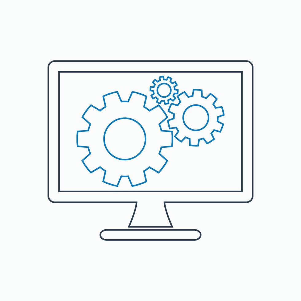A computer screen with gears on it vector