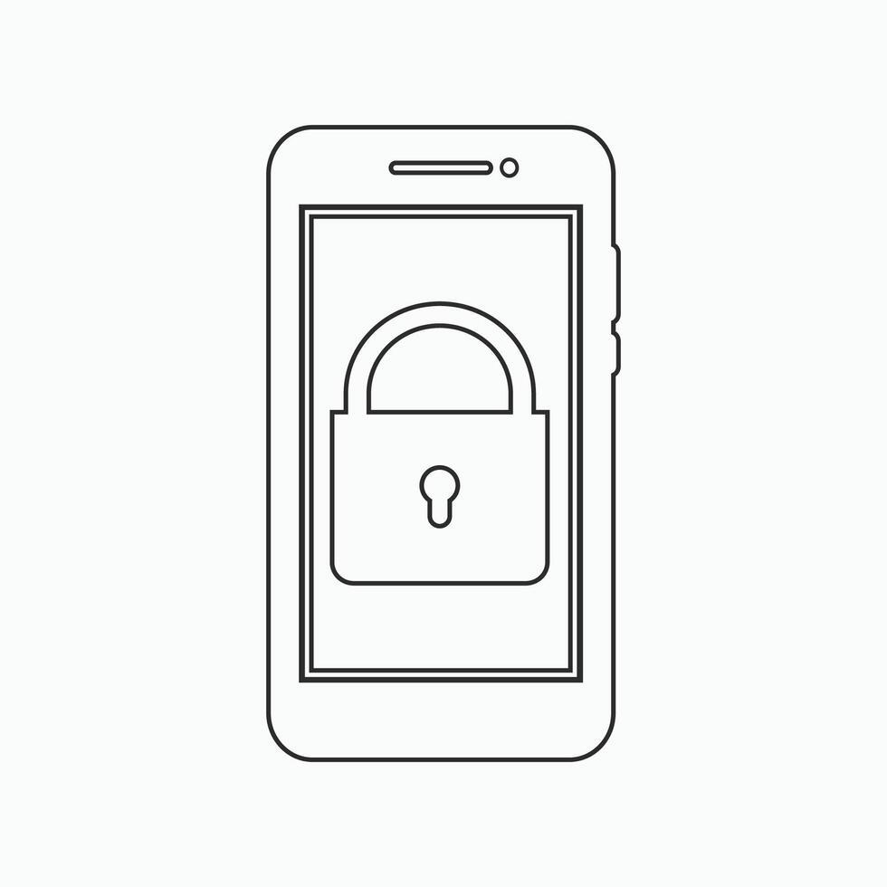 A phone with a padlock on it vector