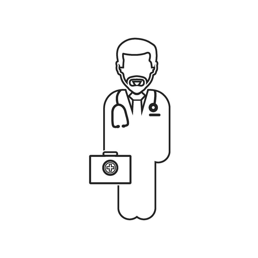 Doctor with a stethoscope and a briefcase icon vector