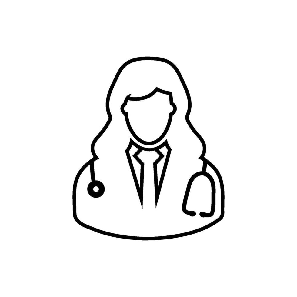 A doctor's avatar icon in black and white vector