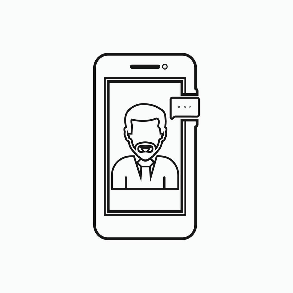 A man is on the phone with a message on the screen vector